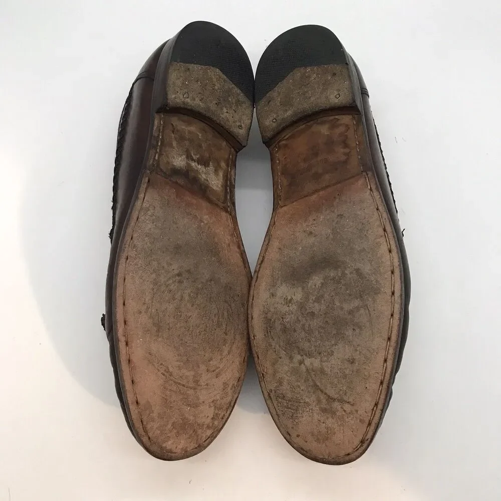 Sandro Moscoloni Leather  Tassel Loafers Men's 11N Brown Olivio Gld Slip On Shoe